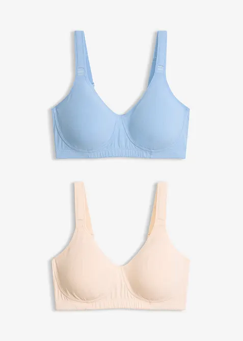 T-skjorte-BH uten spiler med bomull (2-pack), bonprix