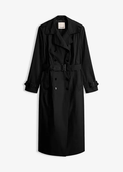 Lang trenchcoat med belte, bonprix