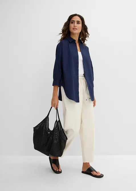 Oversized skjorte i bomull med 3/4-lange ermer, bonprix