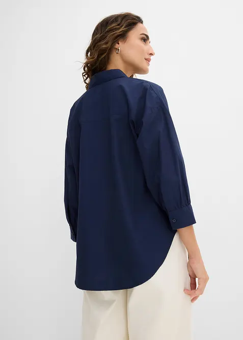 Oversized skjorte i bomull med 3/4-lange ermer, bonprix
