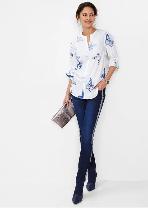 M&oslash;nstret bluse i viskose, bonprix