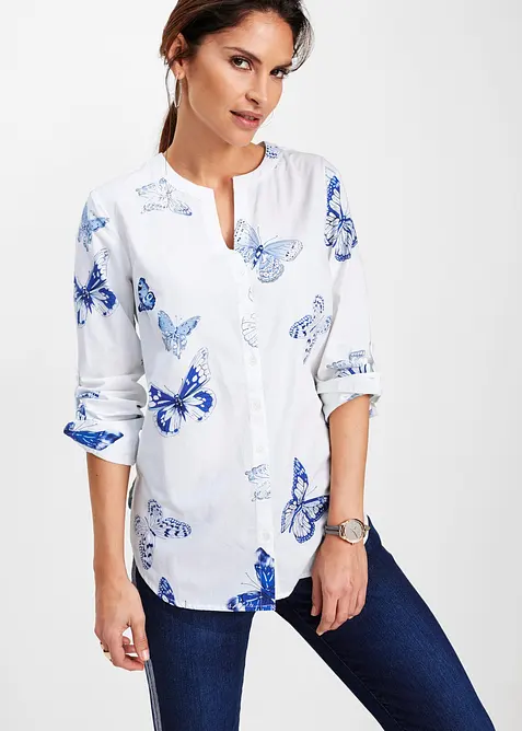 M&oslash;nstret bluse i viskose, bonprix