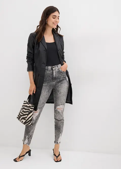 High Waist-mom-jeans med destroyed-effekt, bonprix