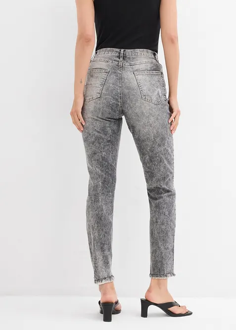 High Waist-mom-jeans med destroyed-effekt, bonprix