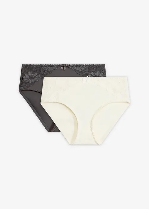 H&oslash;y truse med blonder (2-pack), bonprix