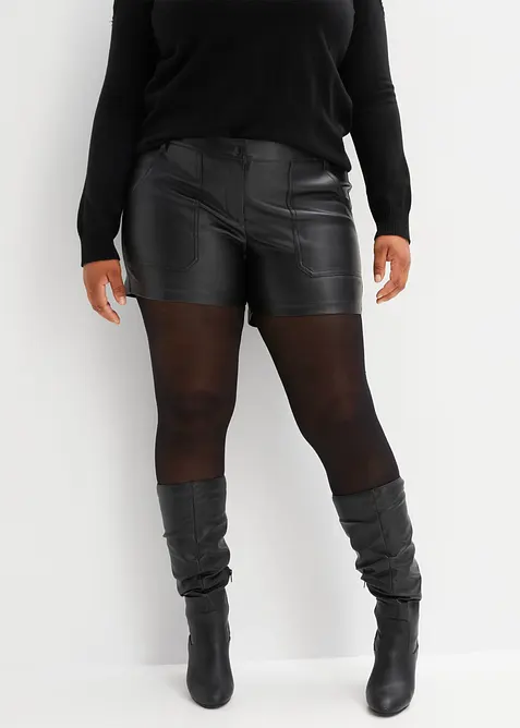 Kort shorts i imitert skinn, bonprix