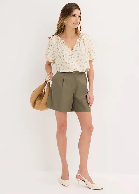 Kortermet bluse i viskosemiks, bonprix