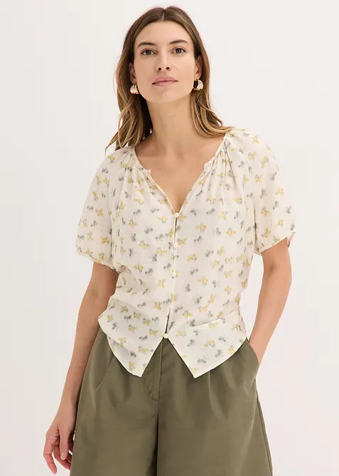 Kortermet bluse i viskosemiks, bonprix