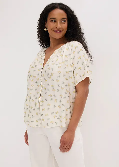 Kortermet bluse i viskosemiks, bonprix