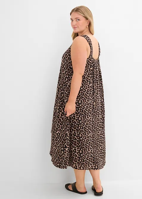 Maxikjole av sort musselin, bonprix