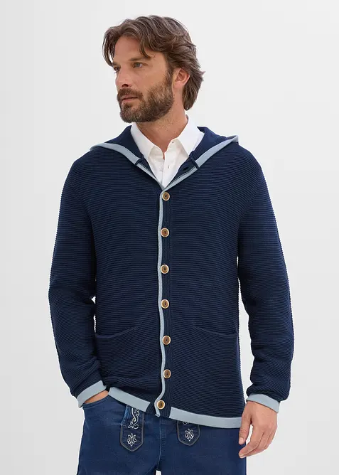 Cardigan i myk bomullsmiks og tyrolerstil, bonprix
