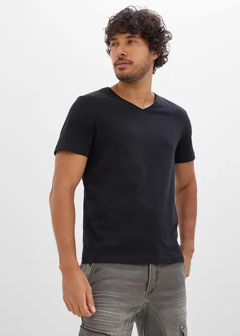T-skjorte med V-hals (3-pack), bonprix