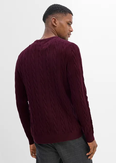 Fin- og kabelstrikket genser, slim fit, bonprix