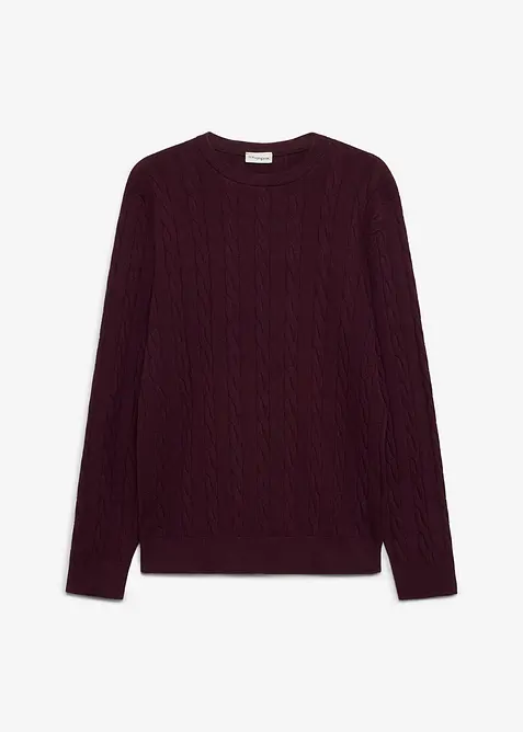 Fin- og kabelstrikket genser, slim fit, bonprix