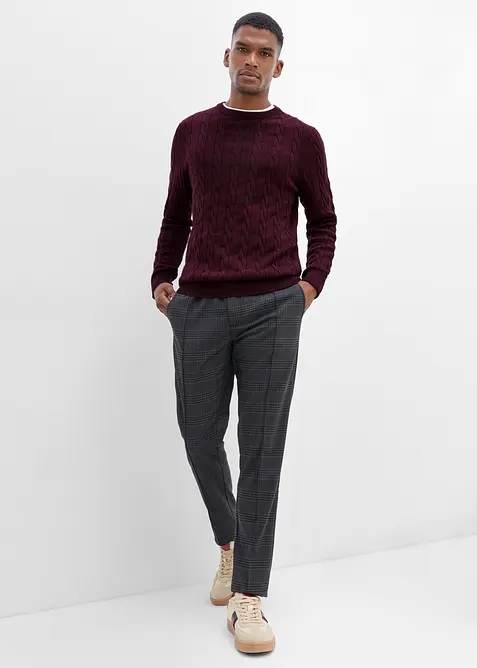 Fin- og kabelstrikket genser, slim fit, bonprix