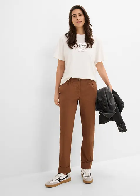 Chinos i elastisk bomullsmiks, ankellang, bonprix
