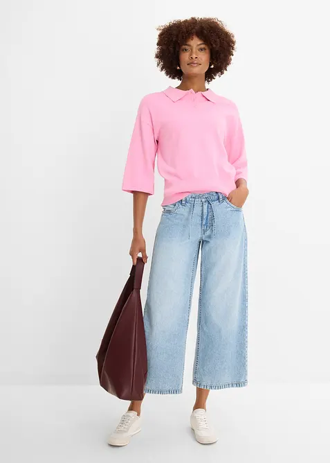 Wide Leg-Jeans, cropped, bonprix