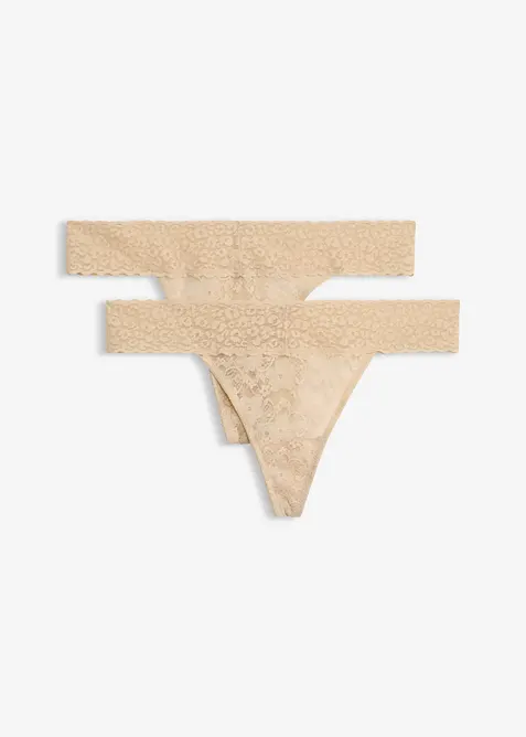 Tanga-stringtruse i blondemateriale (2-pack), bonprix