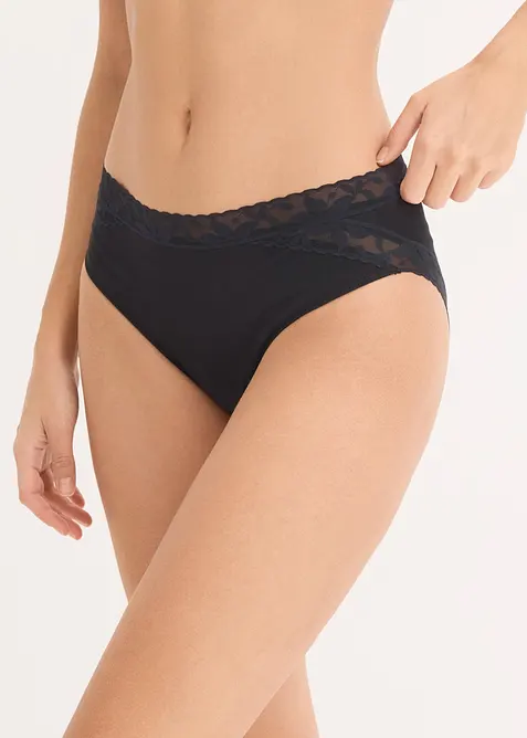 Truse med h&oslash;y midje og blonder (5-pack), bonprix