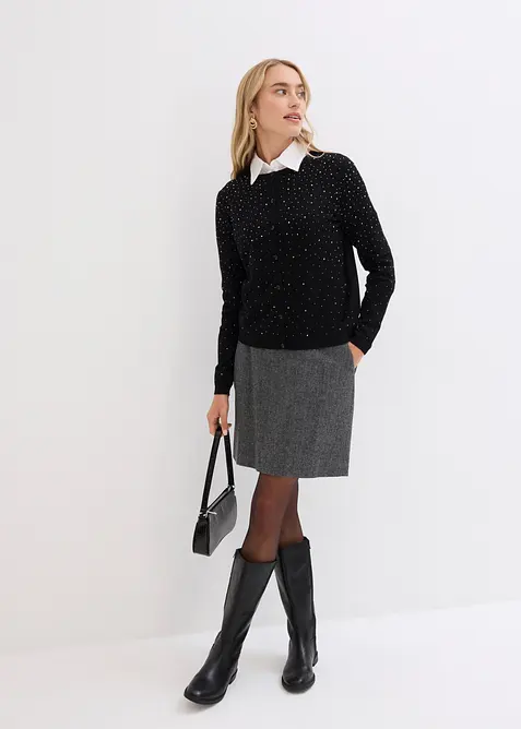 Cardigan med strass, bonprix