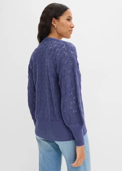 Cardigan med hullm&oslash;nster, bonprix