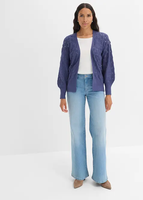 Cardigan med hullm&oslash;nster, bonprix