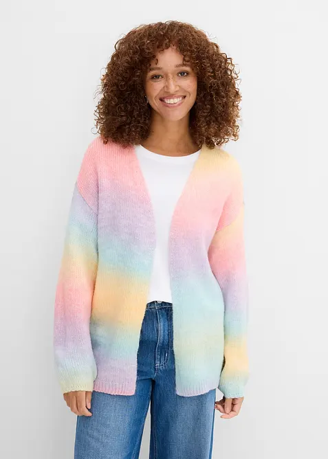 Grovstrikket cardigan i myk garnmiks med ull, bonprix