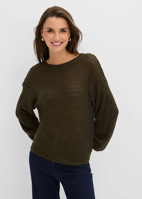 Oversized genser med hullm&oslash;nster, bonprix