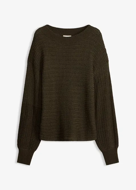 Oversized genser med hullm&oslash;nster, bonprix