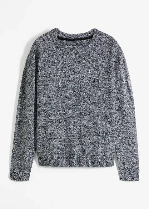 Strikket genser i melert garn med rund hals, bonprix