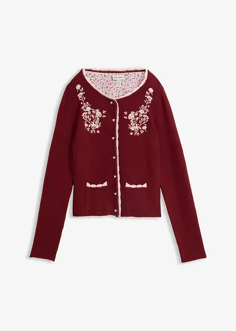 Pen strikkejakke i tyrolerstil med broderi, bonprix