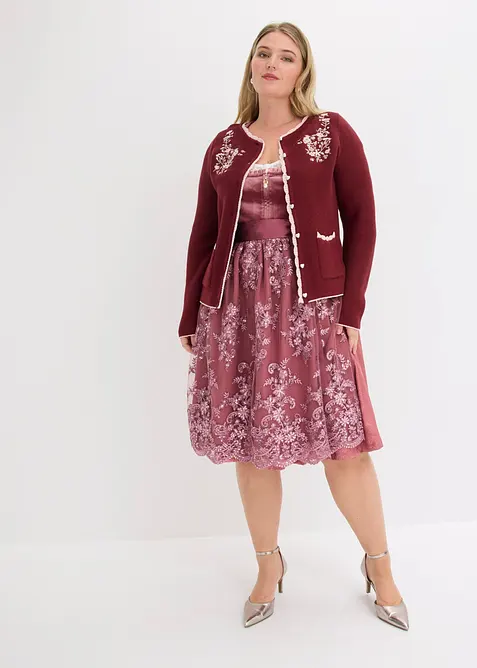 Pen strikkejakke i tyrolerstil med broderi, bonprix