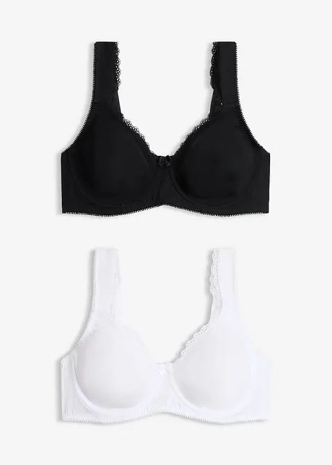 Minimizer-T-skjorte-BH med spiler og &oslash;kologisk bomull (2-pack), bonprix