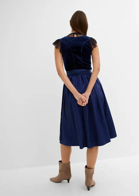Dirndl med fl&oslash;yel i midi-lengde (2-delt sett), bonprix