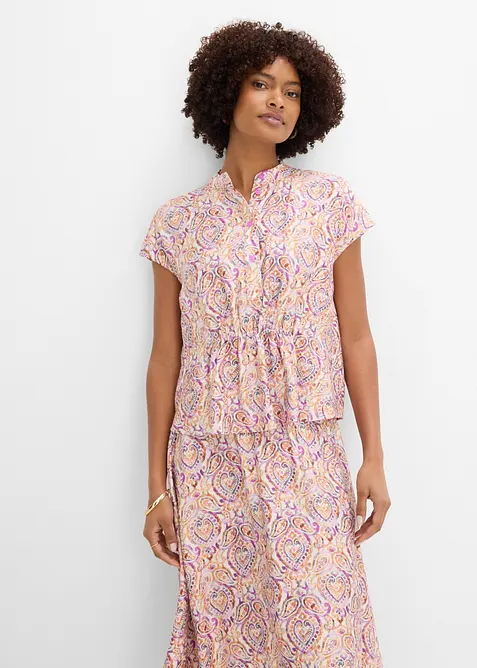 Kortermet bluse i viskosemiks, bonprix