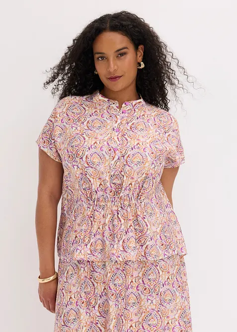 Kortermet bluse i viskosemiks, bonprix