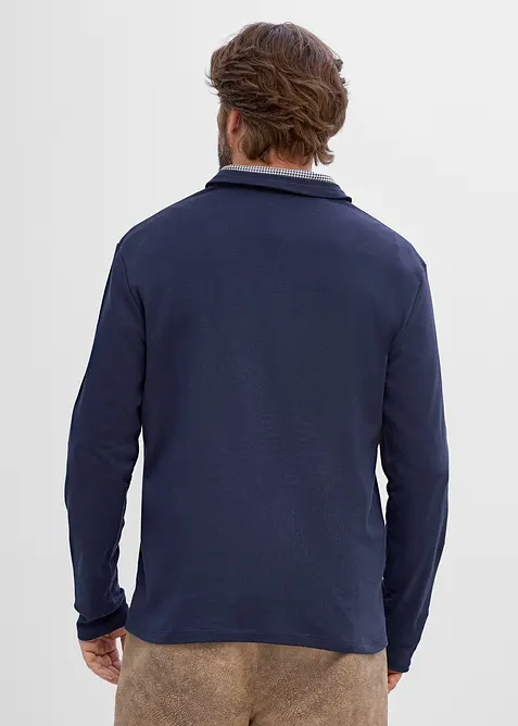 Rugbygenser i 100% bomull med rutete detaljer, bonprix