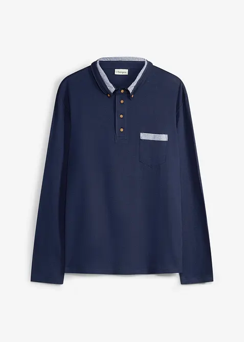Rugbygenser i 100% bomull med rutete detaljer, bonprix