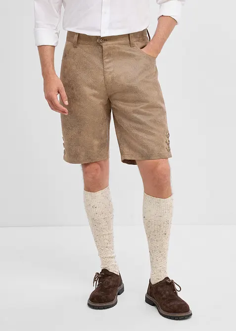 Shorts i imitert skinn og tyrolerstil, bonprix