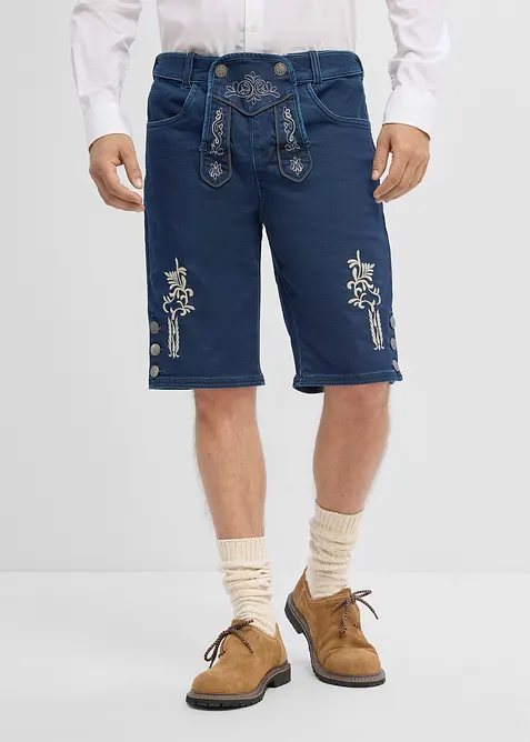 Bermudashorts i sweat denim og tyrolerstil med komfortlinning, bonprix