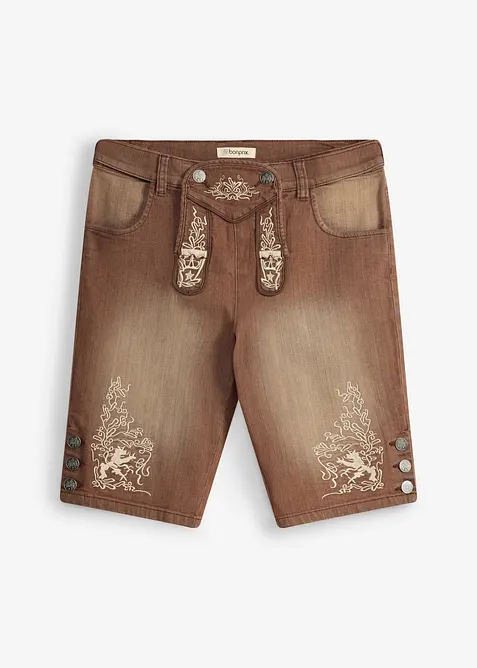 Denimshorts i tyrolerstil og vintage, vasket effekt, regular fit, bonprix