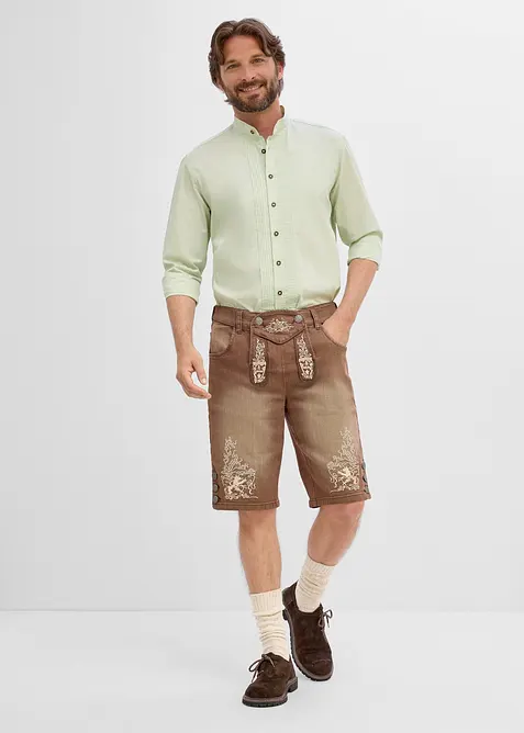 Denimshorts i tyrolerstil og vintage, vasket effekt, regular fit, bonprix