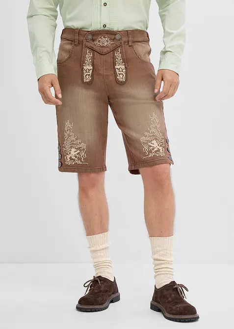 Denimshorts i tyrolerstil og vintage, vasket effekt, regular fit, bonprix