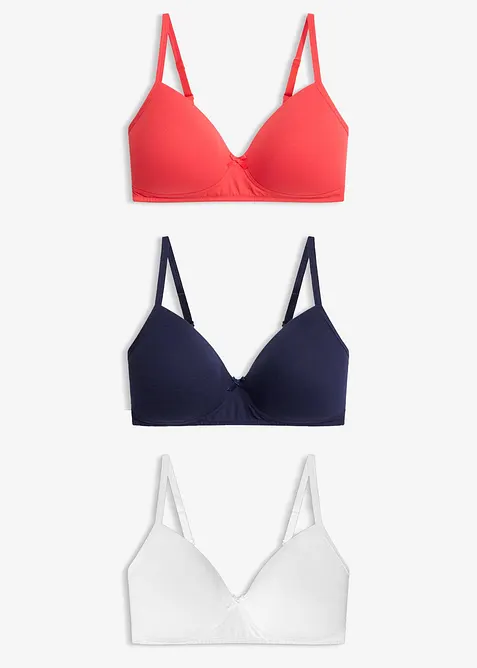 Vattert BH uten spiler med &oslash;kologisk bomull (3-pack), bonprix