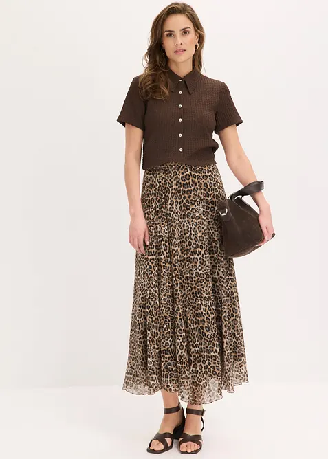 Krinklet skj&oslash;rt i chiffon, bonprix