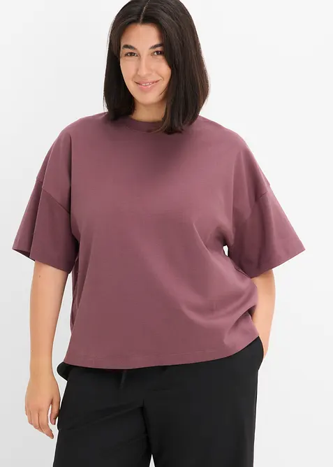 Kort, oversized topp i formstabil, 100% &oslash;kologisk bomull, bonprix