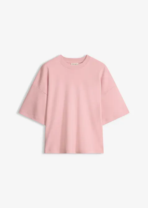 Kort, oversized topp i formstabil, 100% &oslash;kologisk bomull, bonprix