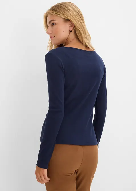 Kort ribbet topp av 100% &oslash;kologisk bomull, bonprix