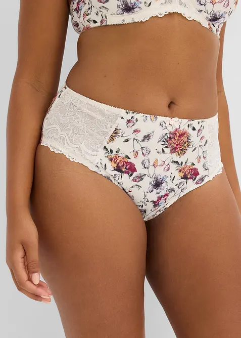 Truse med h&oslash;y midje og blomsterm&oslash;nster (2-pack), bonprix