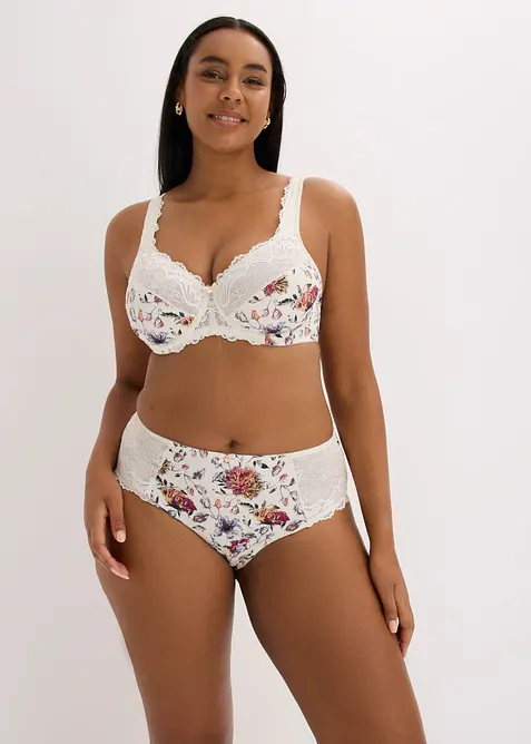 Truse med h&oslash;y midje og blomsterm&oslash;nster (2-pack), bonprix
